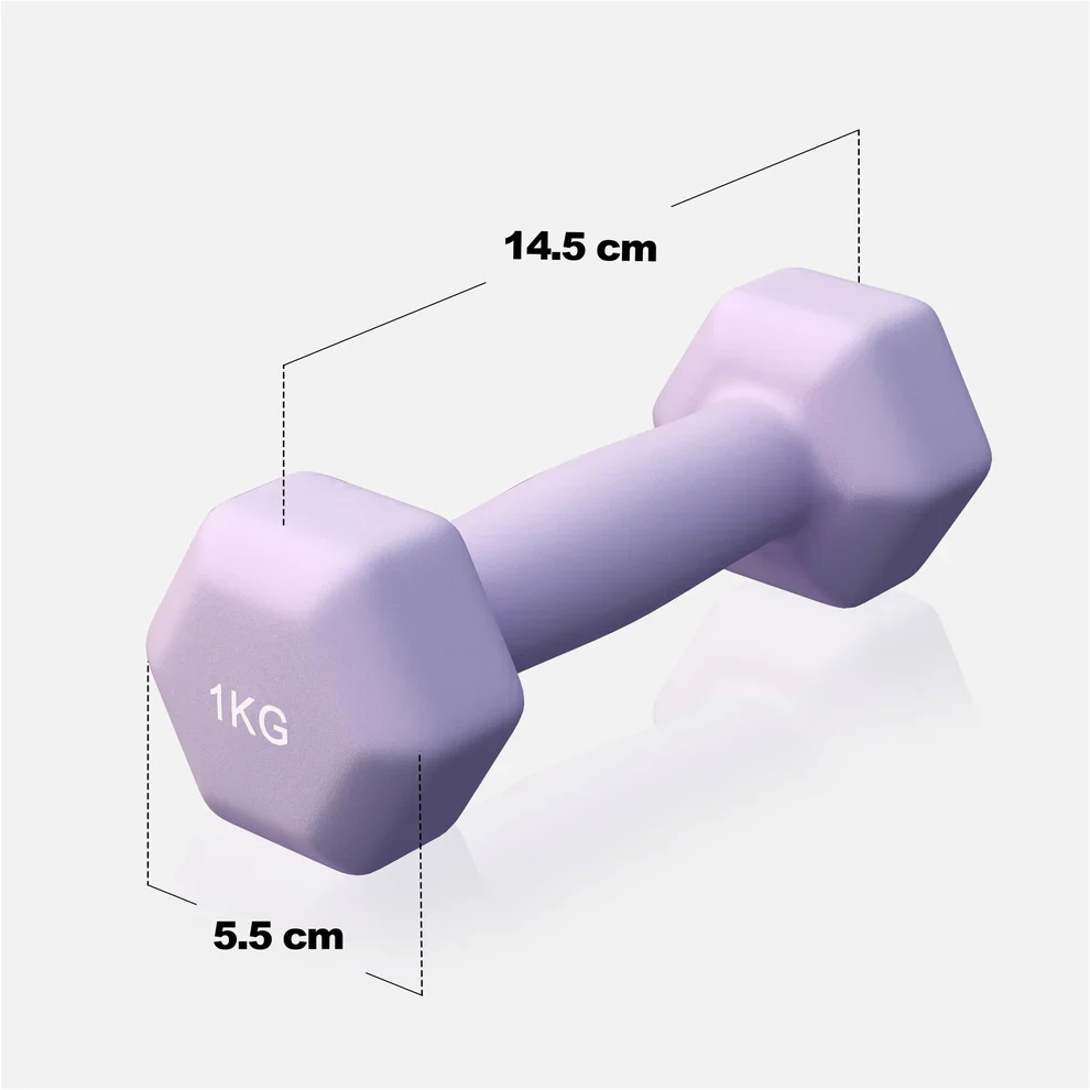 Neopreenikäsipainot 1 kg / 2 kpl, lila - Image 3
