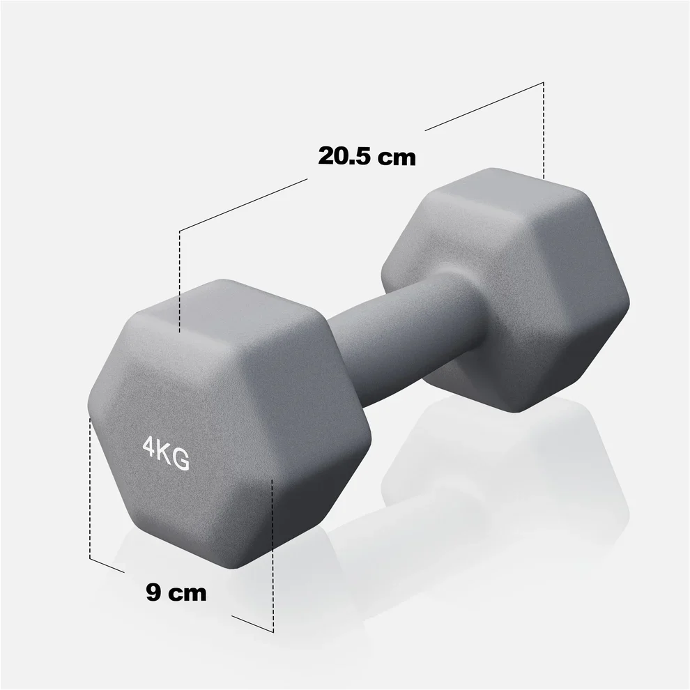 Neopreenikäsipainot 4 kg, 2 kpl, harmaa - Image 3