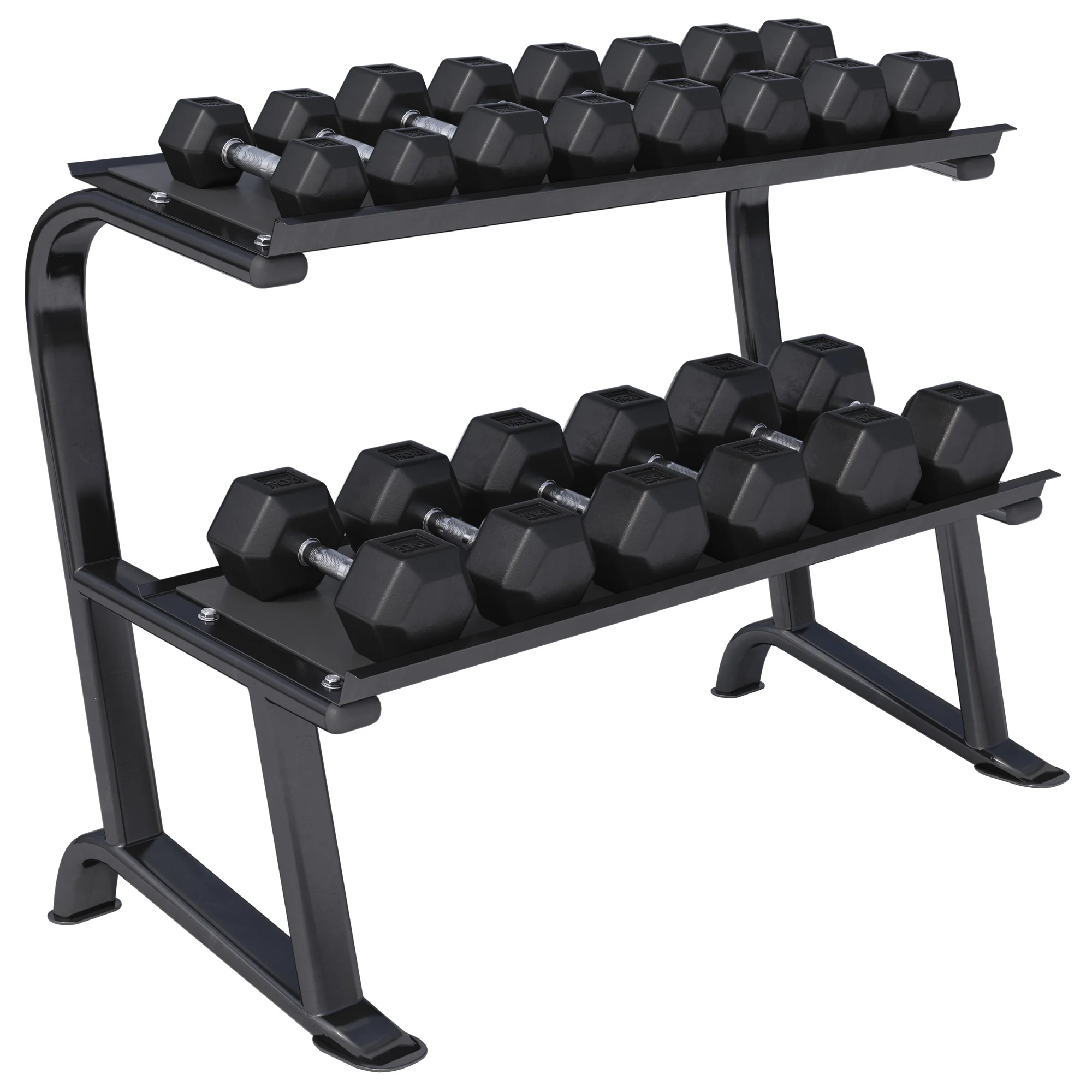 Hexagon-käsipainosetti 237 kg telineellä
