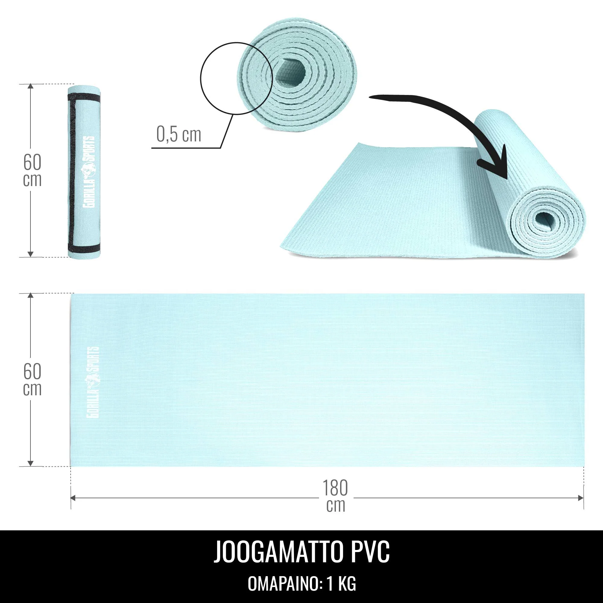 Joogamatto 5 mm 180 x 60 cm kantohihnalla - Image 38