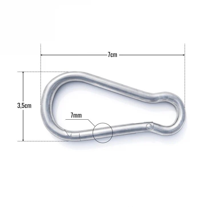 Karbiinihakaset 7 cm kromattua terästä, 5 kpl - Image 4