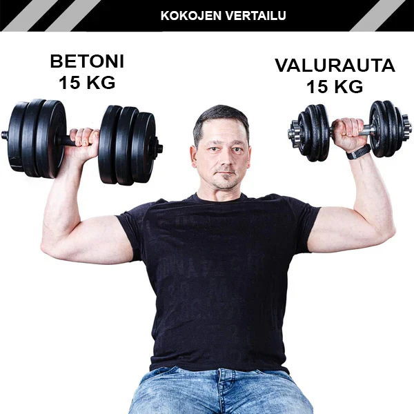 Käsipainosarja 20–60 kg valurautalevyillä ja 30 mm tangoilla - Image 6