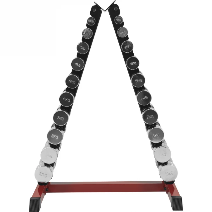 Kromattu käsipainosetti 110 kg telineellä - Image 2