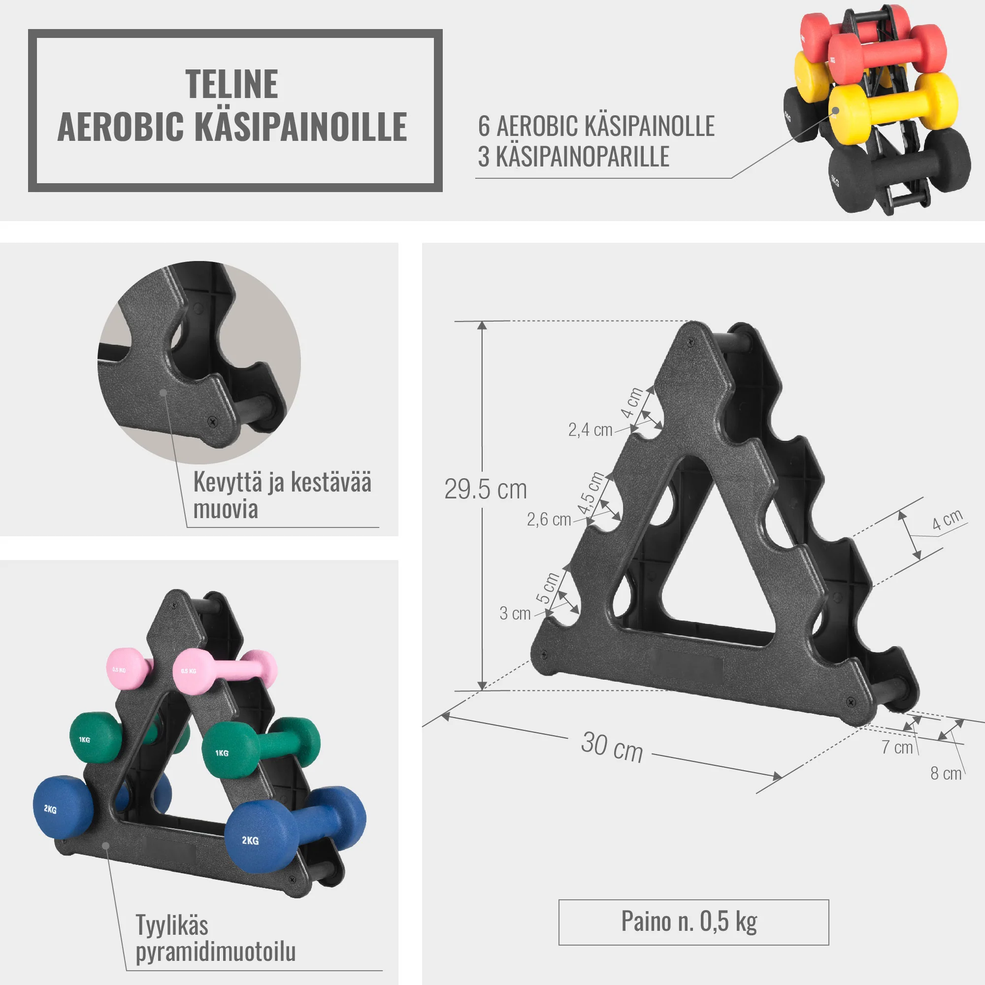 Kolmio käsipainoteline aerobic-käsipainoille - Image 4