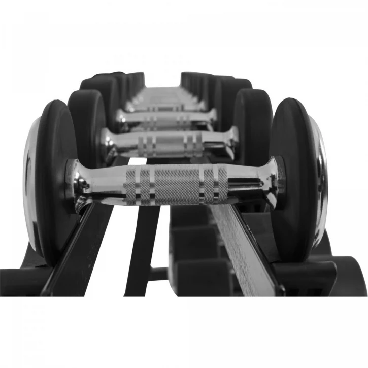 Kumipinnoitettu käsipainosetti 325 kg telineellä - Image 2