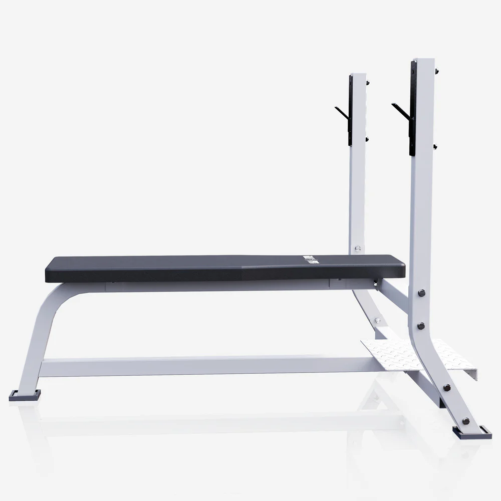 Leveä painonnostopenkki max 250 kg, valkoinen - Image 3