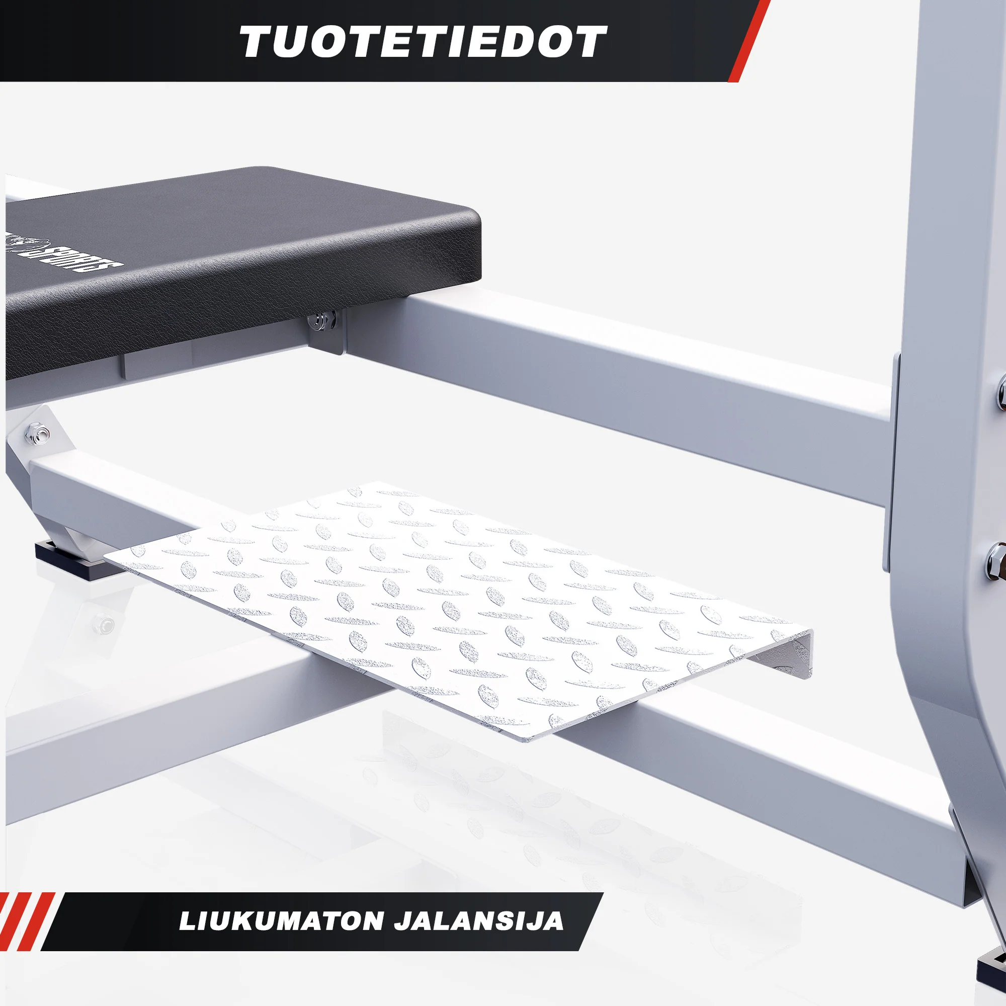 Leveä painonnostopenkki max 250 kg, valkoinen - Image 6