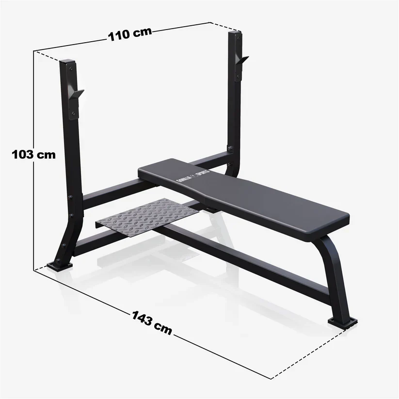 Leveä painonnostopenkki 250 kg, musta - Image 2