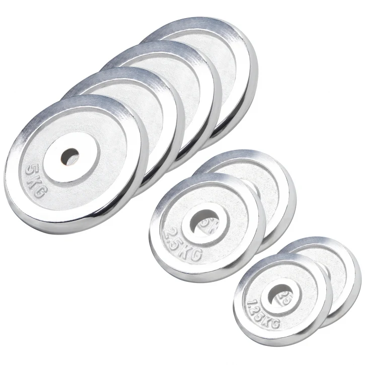 Kromatut levypainot 30 mm 27,5 kg setti