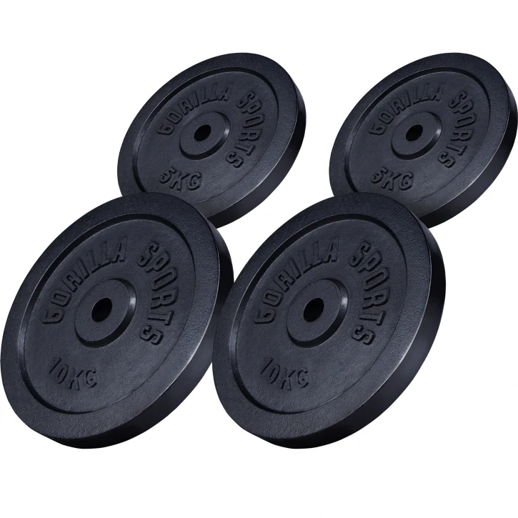 Valurautaiset levypainot 2 x 10 kg + 2 x 5 kg 30 mm