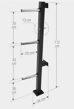 Seinäkiinnitteinen levypainoteline 30 mm, 300 kg - Image 3