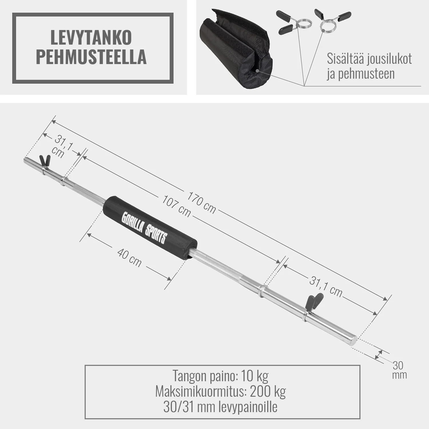 Levytanko 170 cm jousilukoilla ja pehmusteella - Image 5