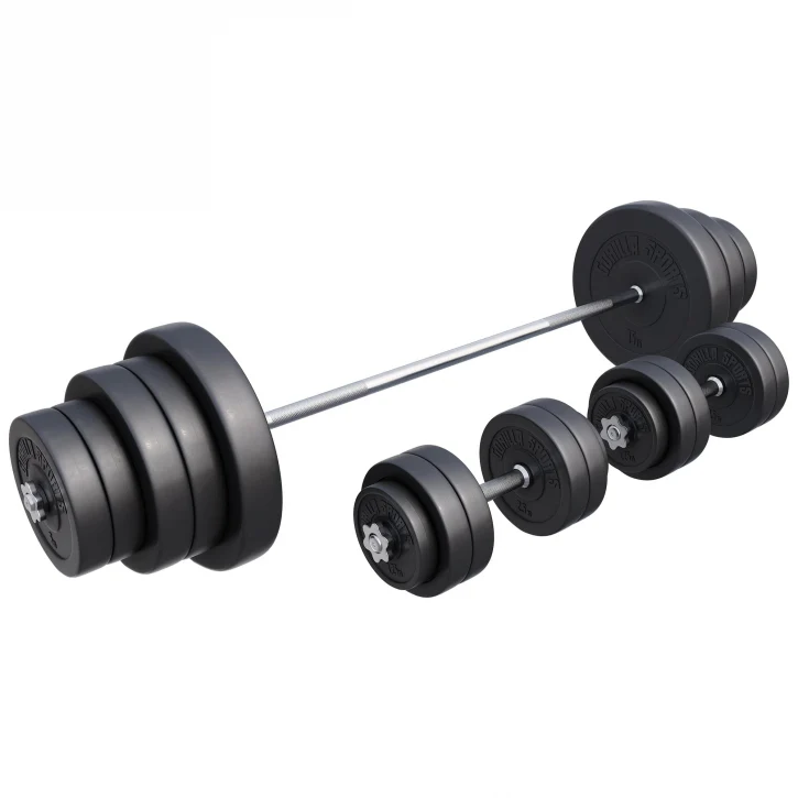 Vinyylinen levytankosarja 130 kg tangolla ja käsipainoilla