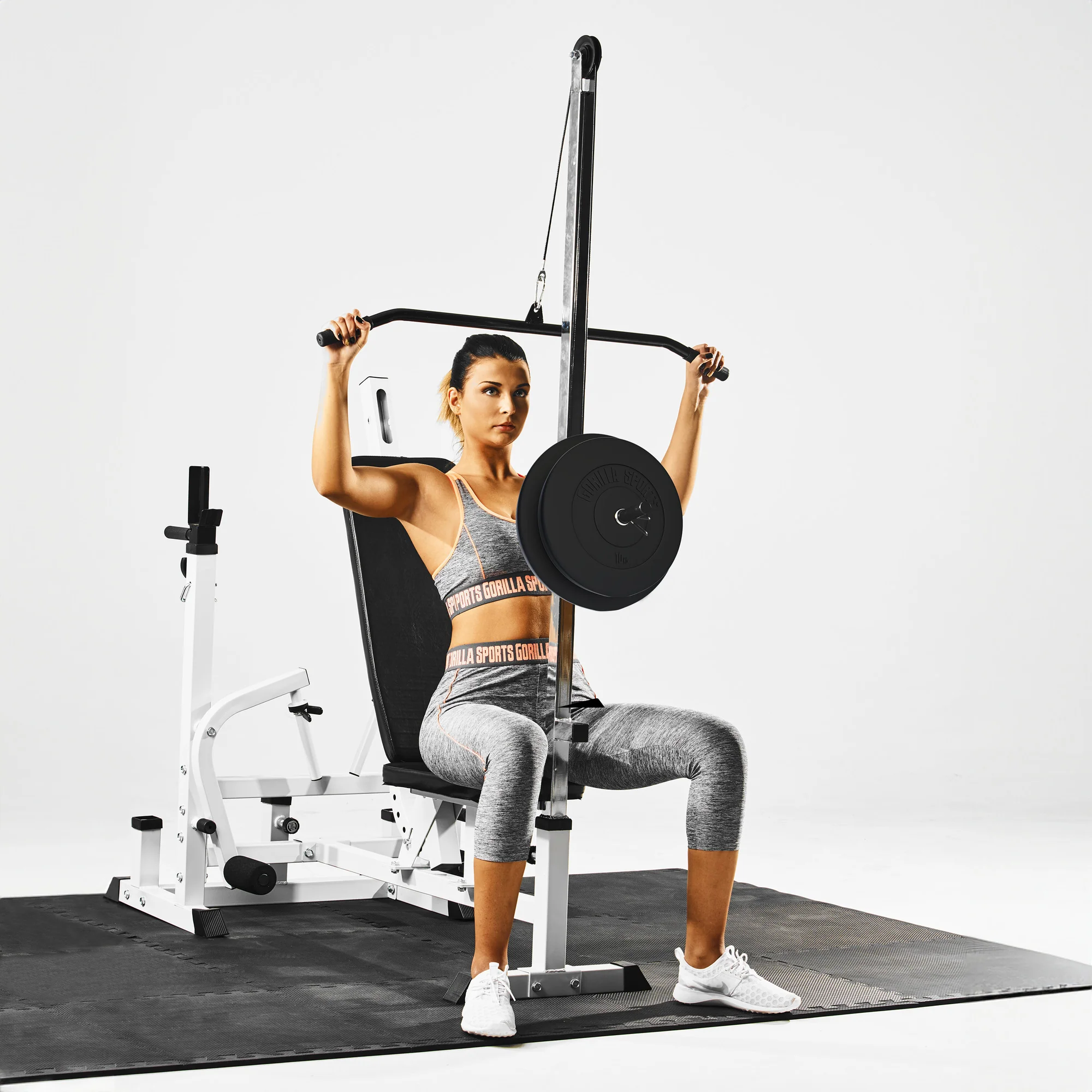 Painonnostopenkki ylätaljalla + 100 kg levytankosarja ja suojamatto - Image 12