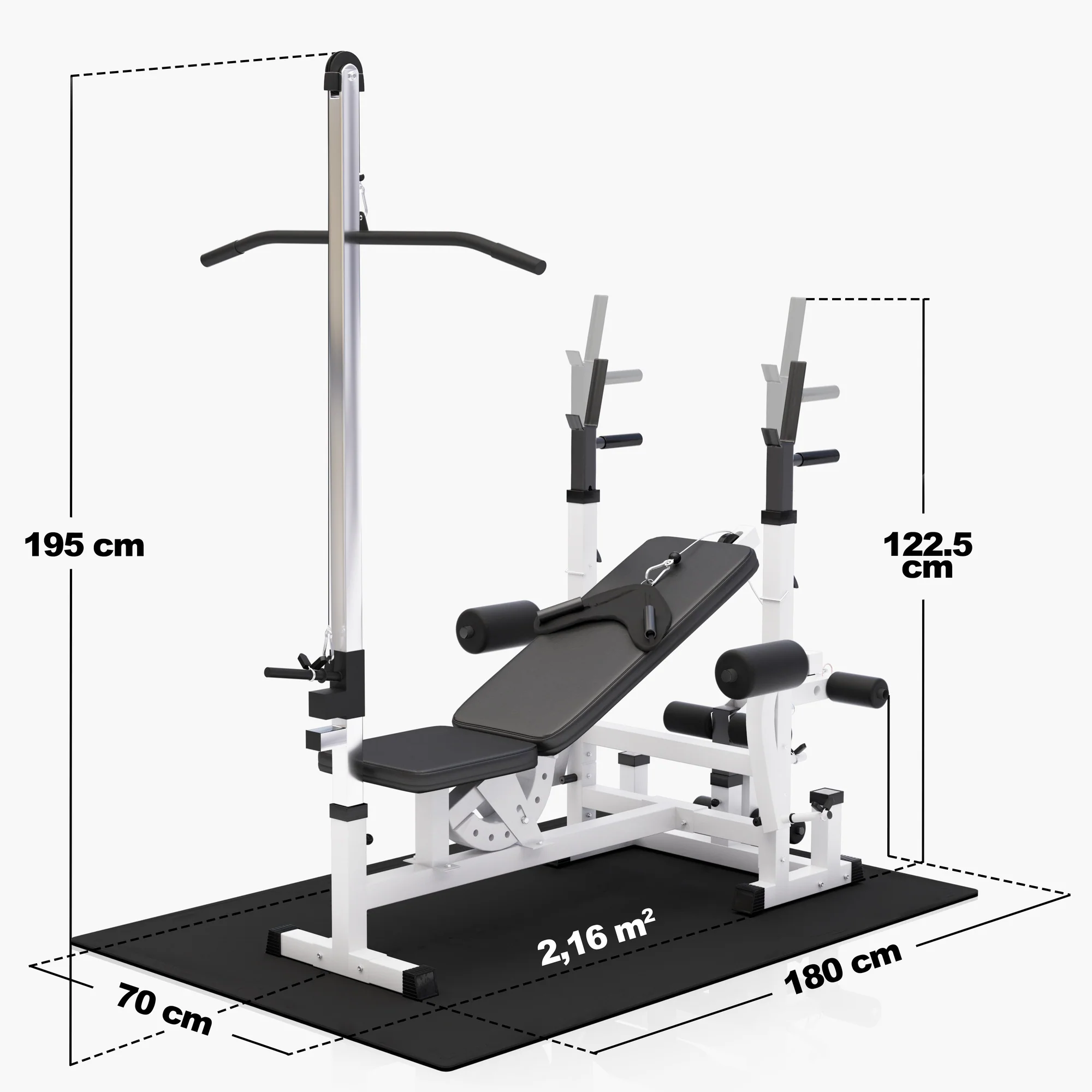 Painonnostopenkki ylätaljalla + 100 kg levytankosarja ja suojamatto - Image 2