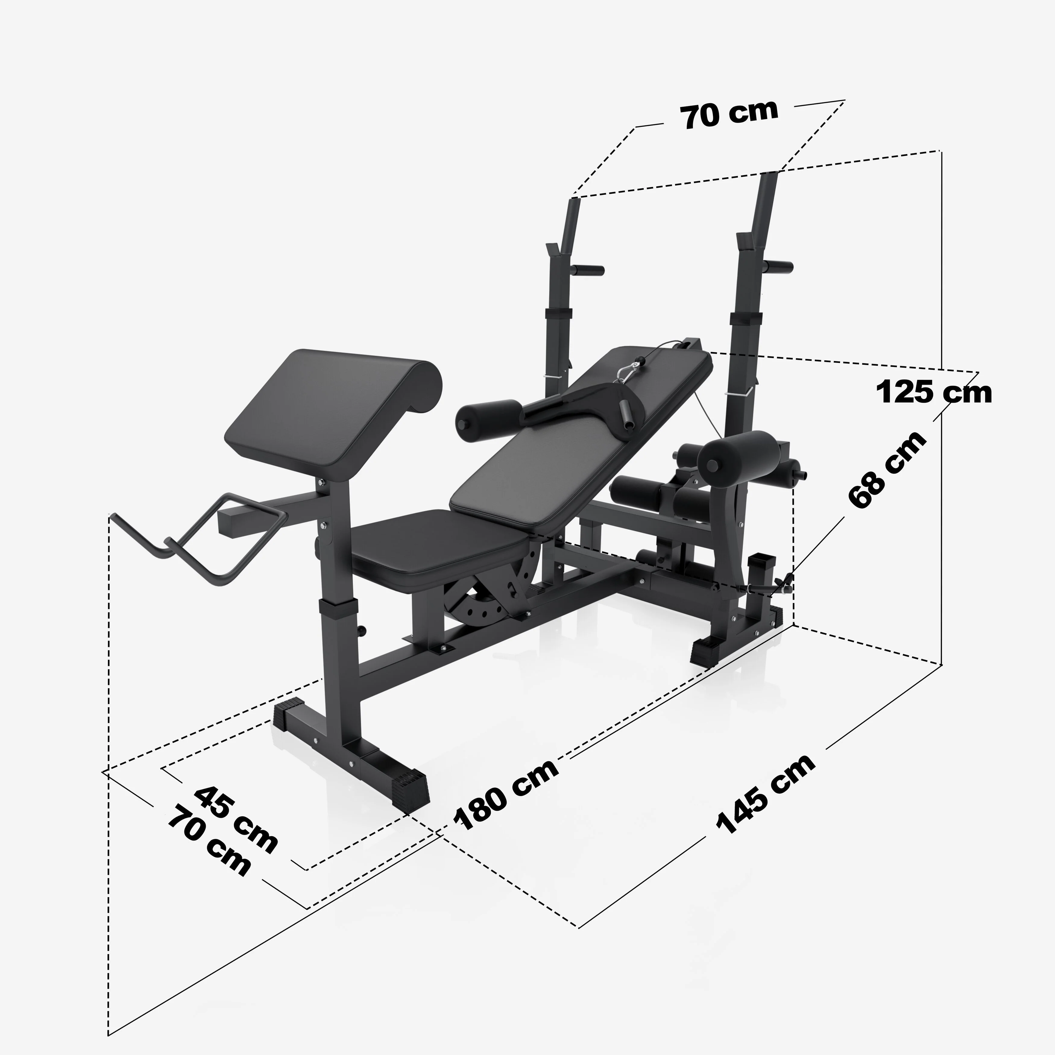 Säädettävä painonnostopenkki + 100 kg levytankosarja, Black Edition - Image 10