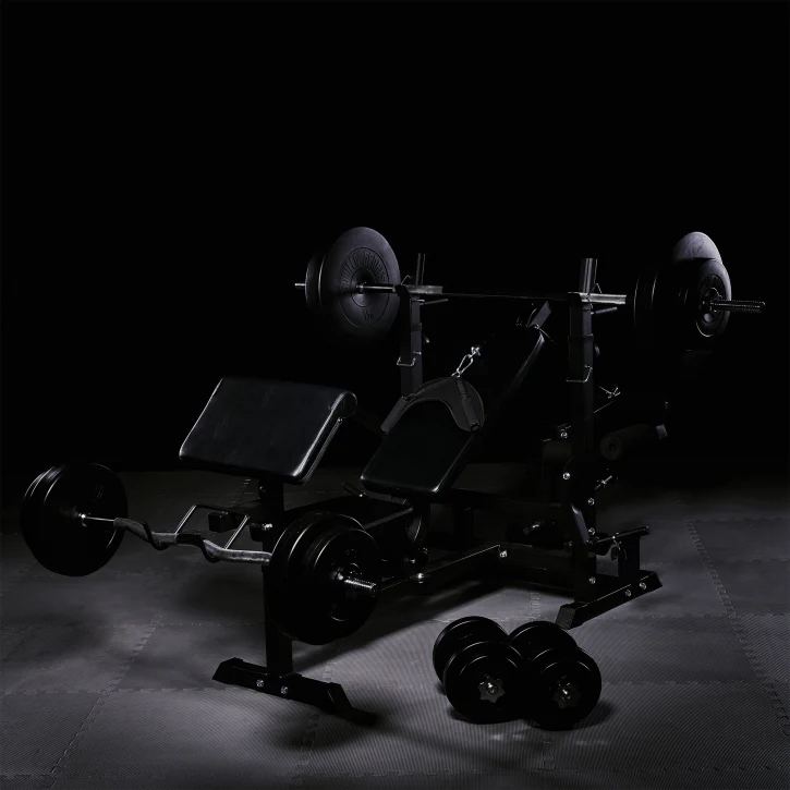 Säädettävä painonnostopenkki + 100 kg levytankosarja, Black Edition - Image 15