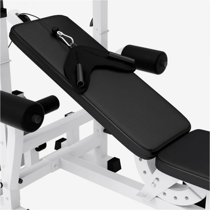 Säädettävä painonnostopenkki + 100 kg levytankosetti, valkoinen - Image 3