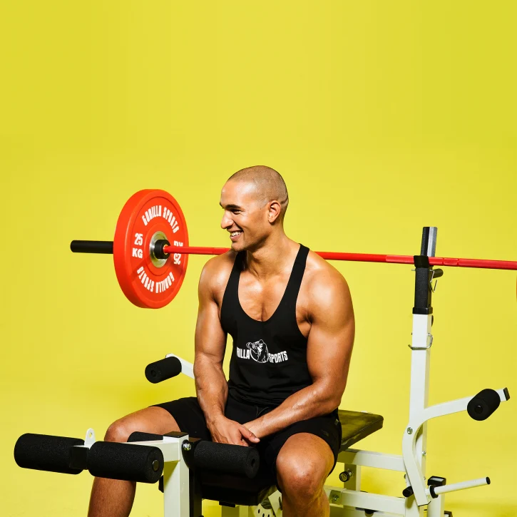 Olympia-levytanko 220 cm 20 kg punainen/musta - Image 9