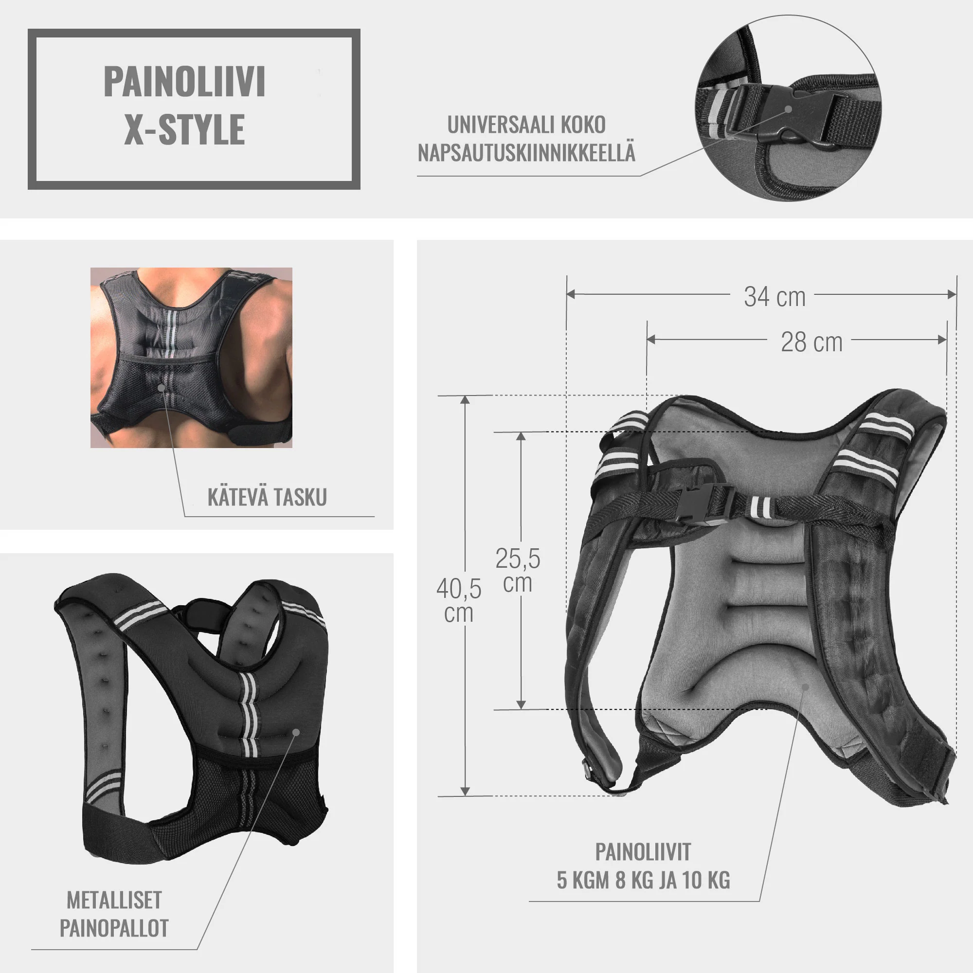 X-Style-painoliivi 8 kg, neopreeni-nailon - Image 10