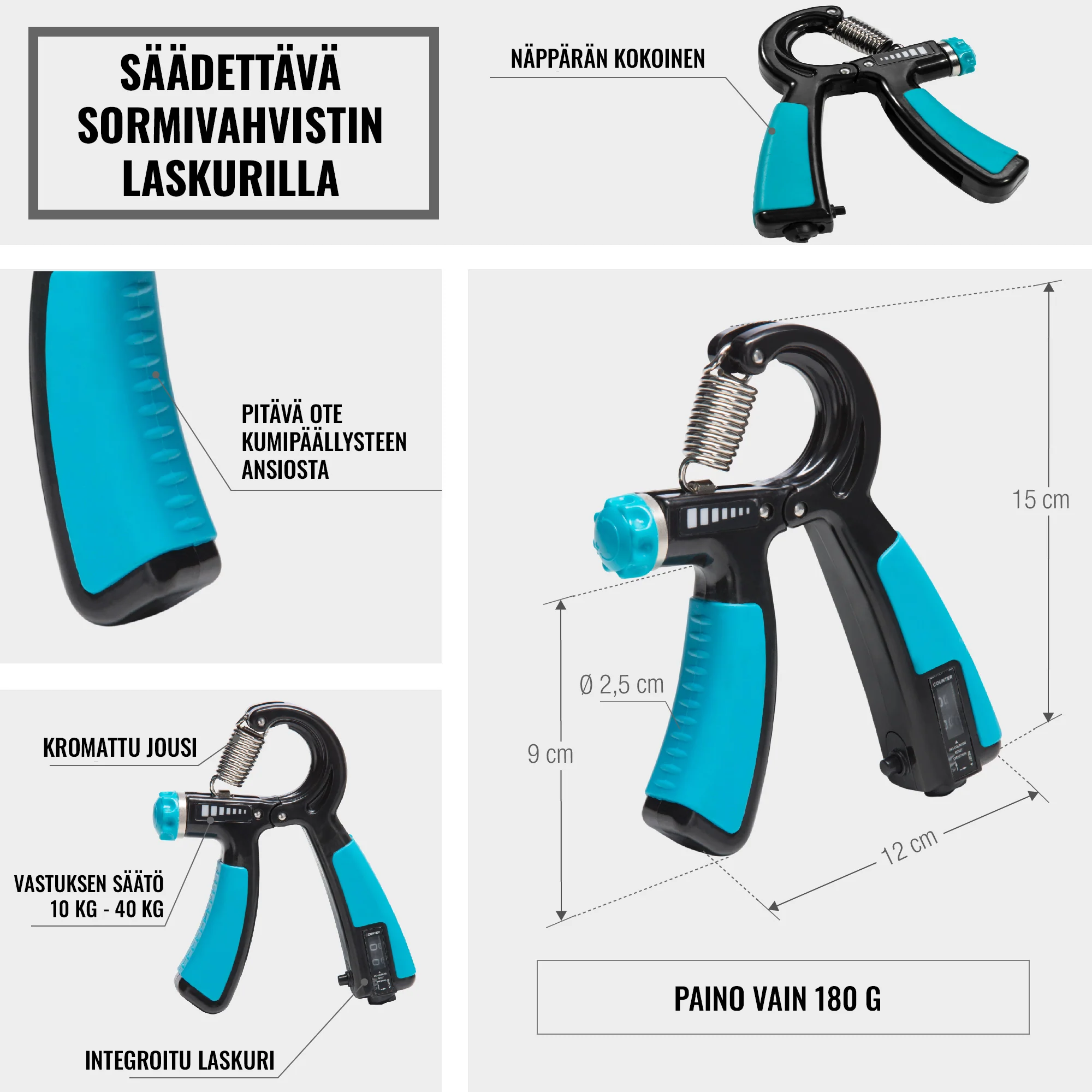 Säädettävä käsipuristin laskurilla 5–60 kg - Image 3