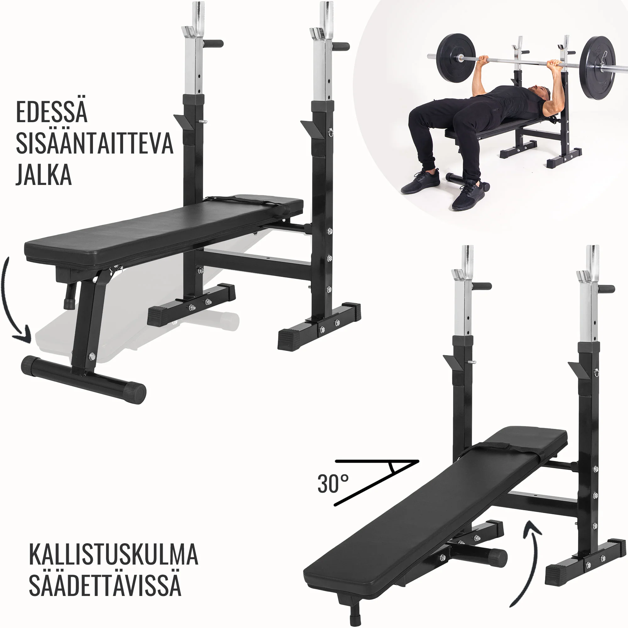 Säädettävä painonnostopenkki ja levytankosarja 100 kg - Image 17