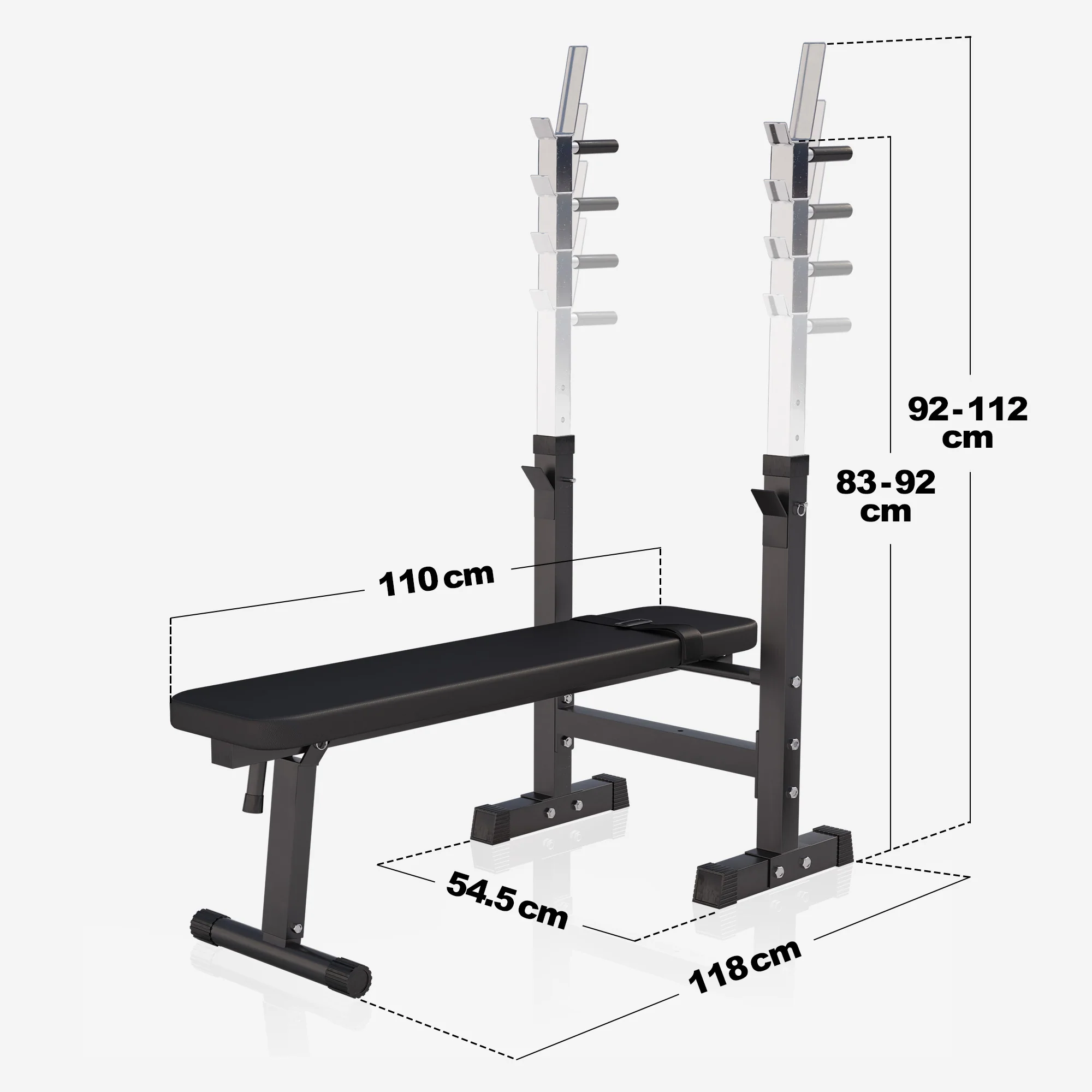 Säädettävä painonnostopenkki ja levytankosarja 100 kg - Image 4