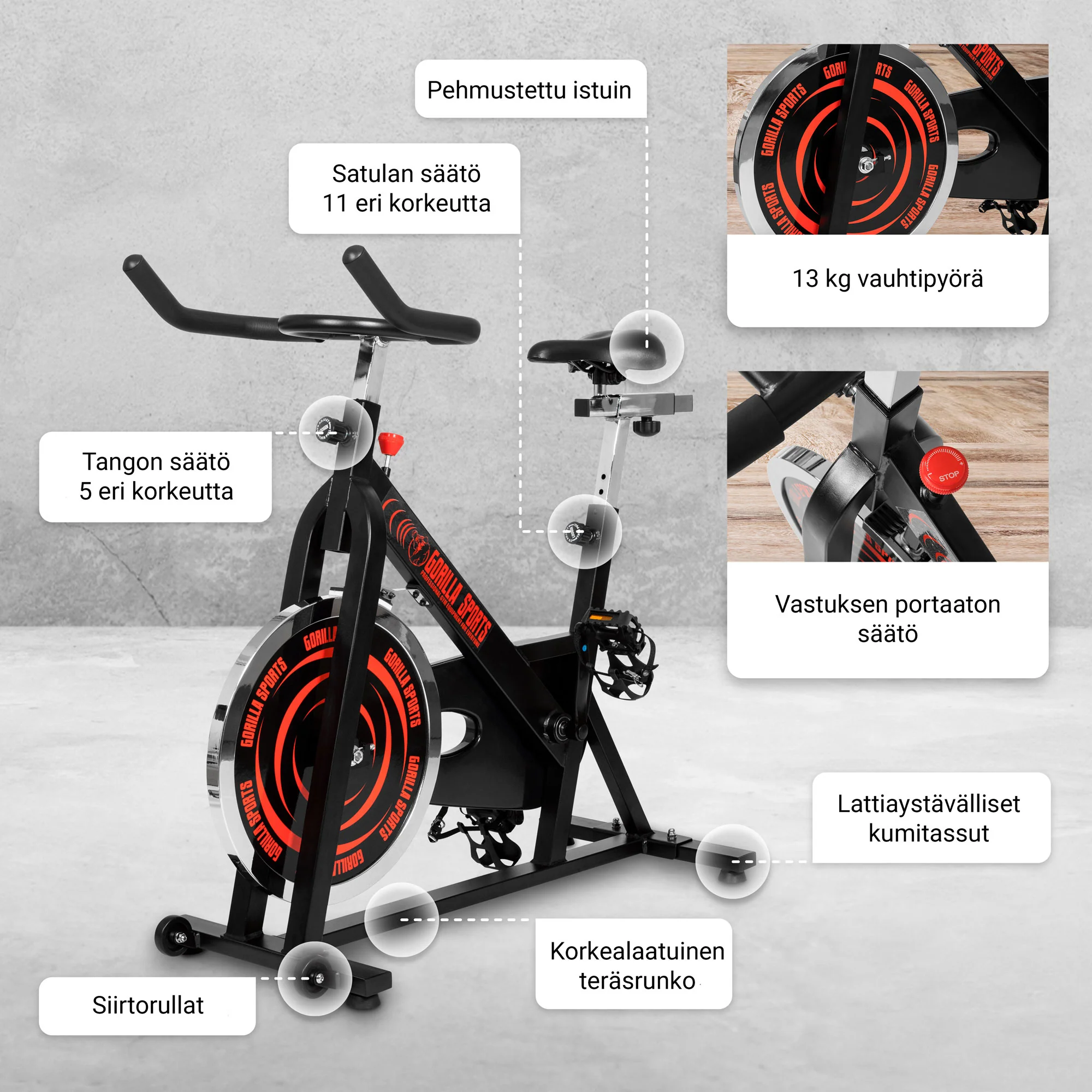 Säädettävä spinningpyörä 13 kg vauhtipyörällä - Image 4