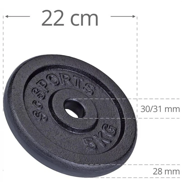 ScSPORTS levypainot 4 x 5 kg, 30 mm - Image 4