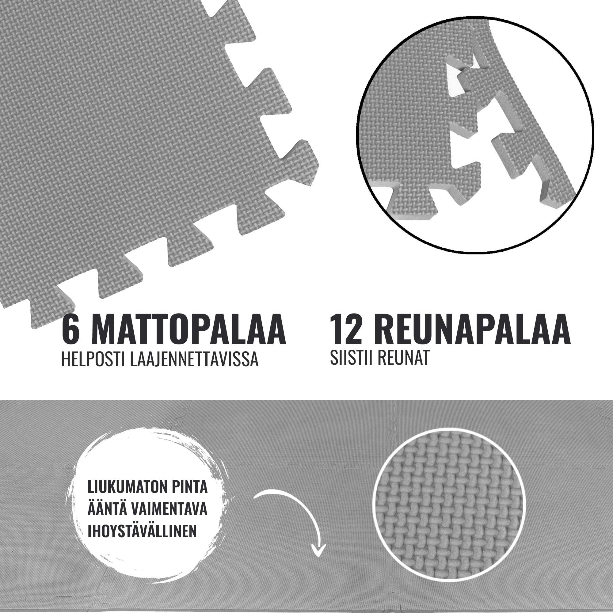 Suojamatto 6 palaa 60 x 60 x 1,2 cm, harmaa - Image 8