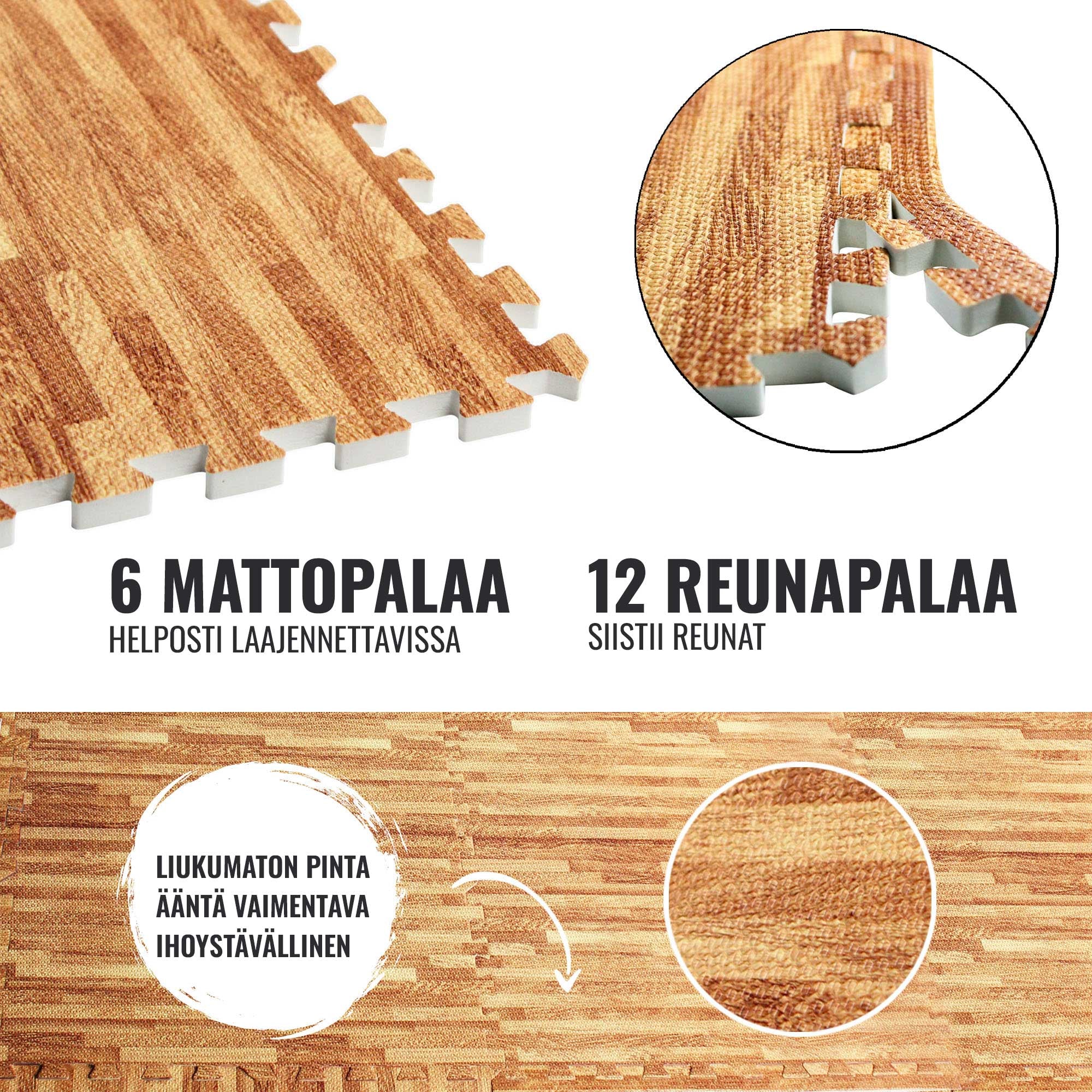 Suojamatto 6 palaa 60 x 60 x 1,2 cm, puukuosi - Image 11