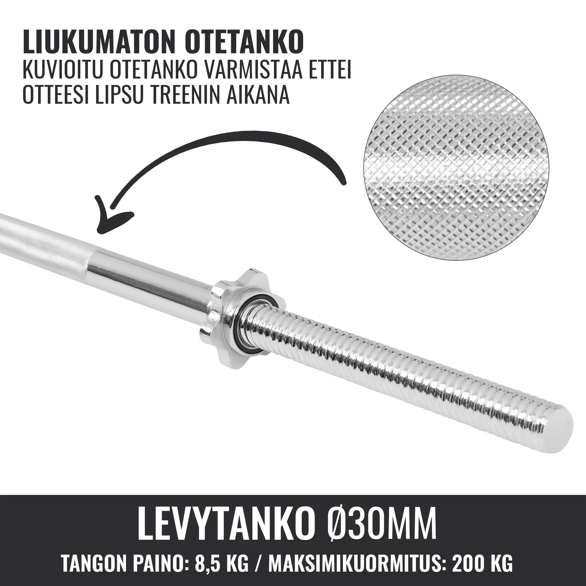 Suora levytanko 150 cm kierrelukoilla - Image 8