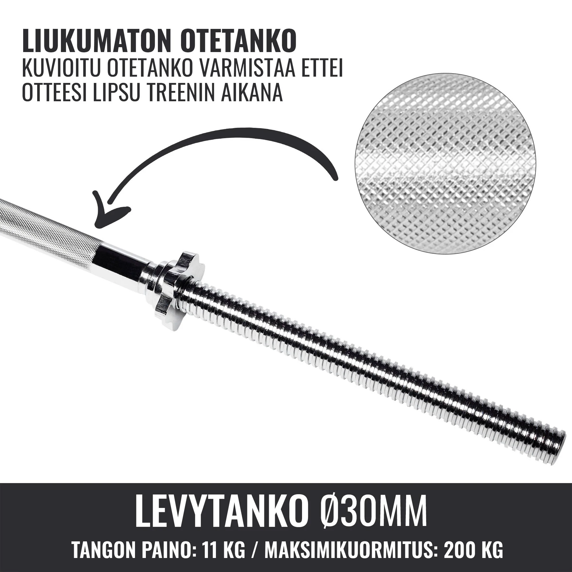 Suora levytanko 180 cm kierrelukoilla - Image 9