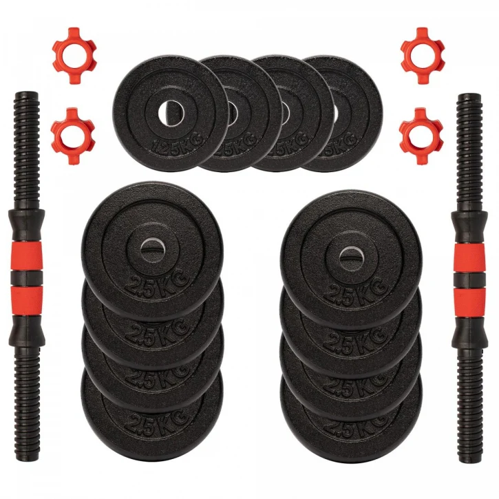 Valurautainen käsipainosetti 25 kg kierrelukoilla - Image 3