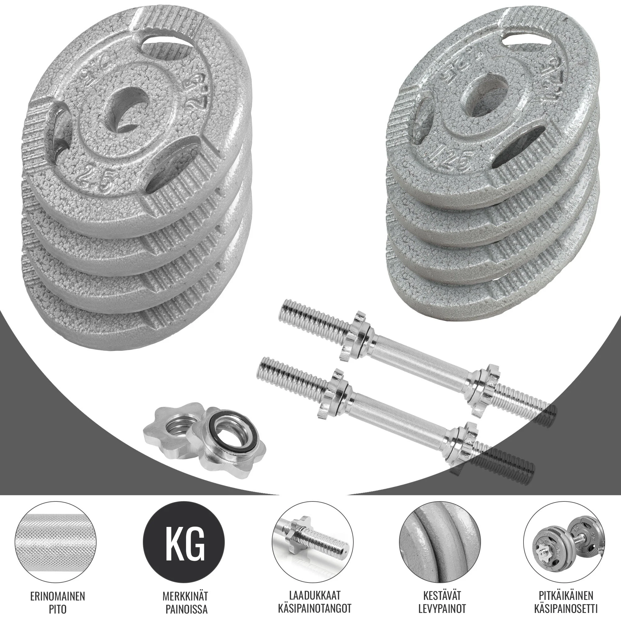 Tri Grip käsipainosetti 30 kg valuraudasta - Image 10