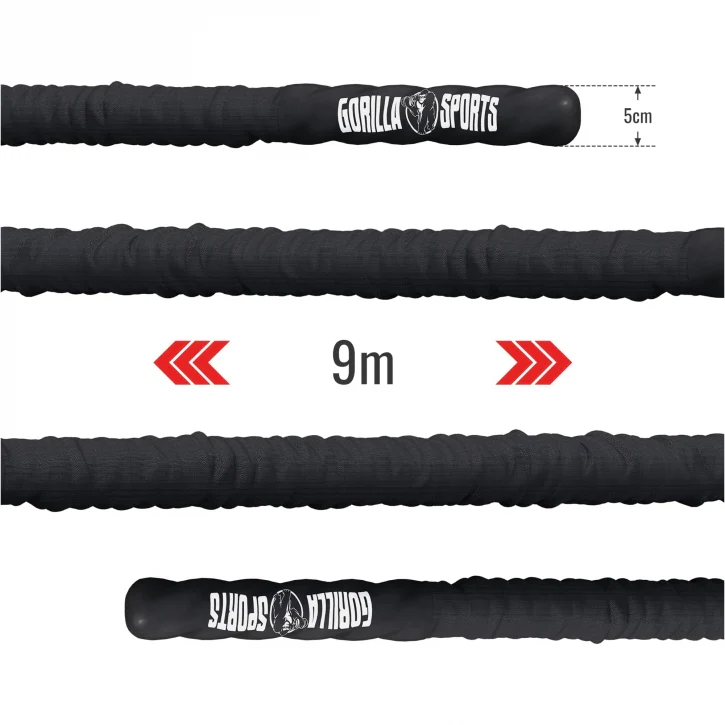 Voimaköysi 5 cm x 9 m, musta, seinäkiinnikkeellä - Image 3